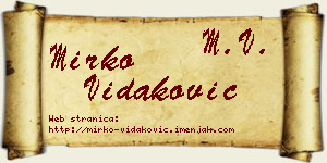 Mirko Vidaković vizit kartica